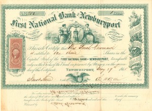 First National Bank of Newburyport - Stock Certificate